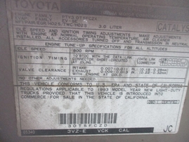 1993 TOYOTA T100 TAN STD CAB LONG BED 3.0L AT 2WD Z16155